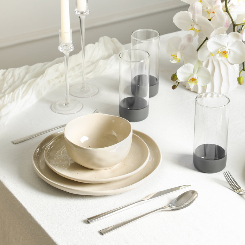 Service de table en grès borosilicaté 32 pièces Stone Lain Mirella, Beige