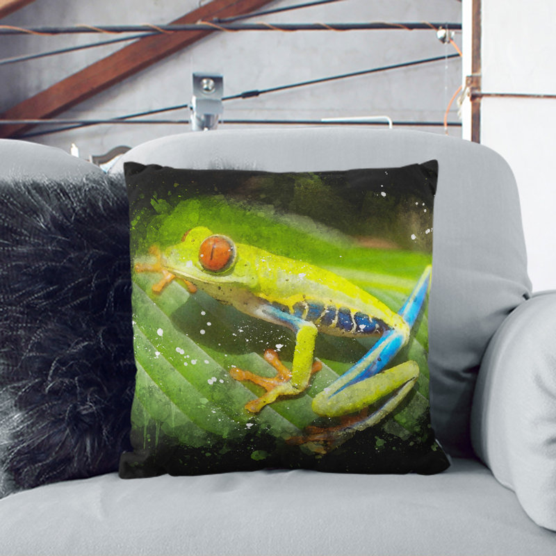 Tree Frog Vol.2 Paint Splash Scatter Cushion, Black, 40cm H x 40cm W x 15cm D