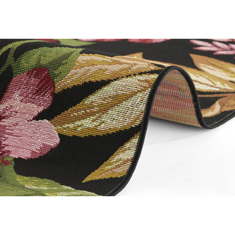 Flowers Green/Red Indoor/Outdoor Rug, Rectangle 120 x 180cm