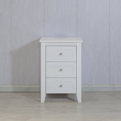 White 3 Drawer Nightstand With Charging Station And USB Ports & Power Outlets