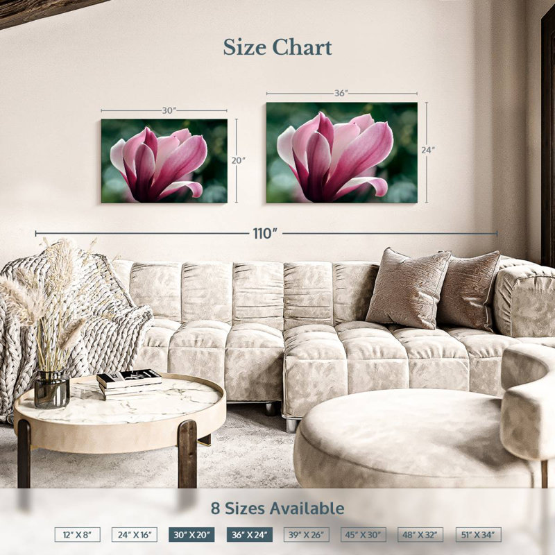 Fleur de magnolia Harnek en fleurs, H 20 po x l 30 po