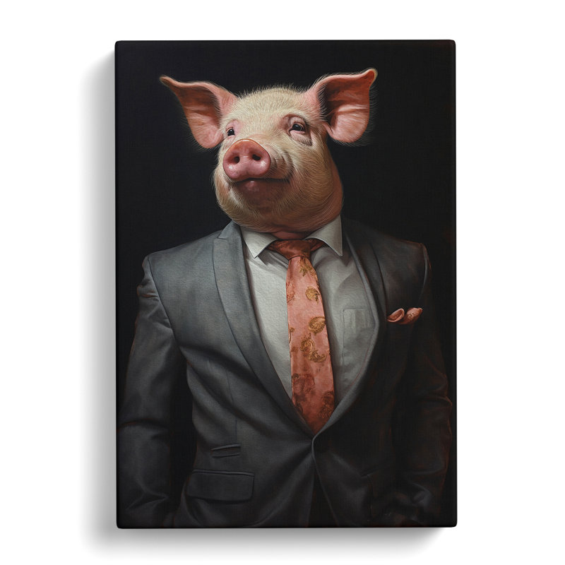 Pig In A Suit No.3 - No Frame Print, 60cm H x 40cm W x 3cm D