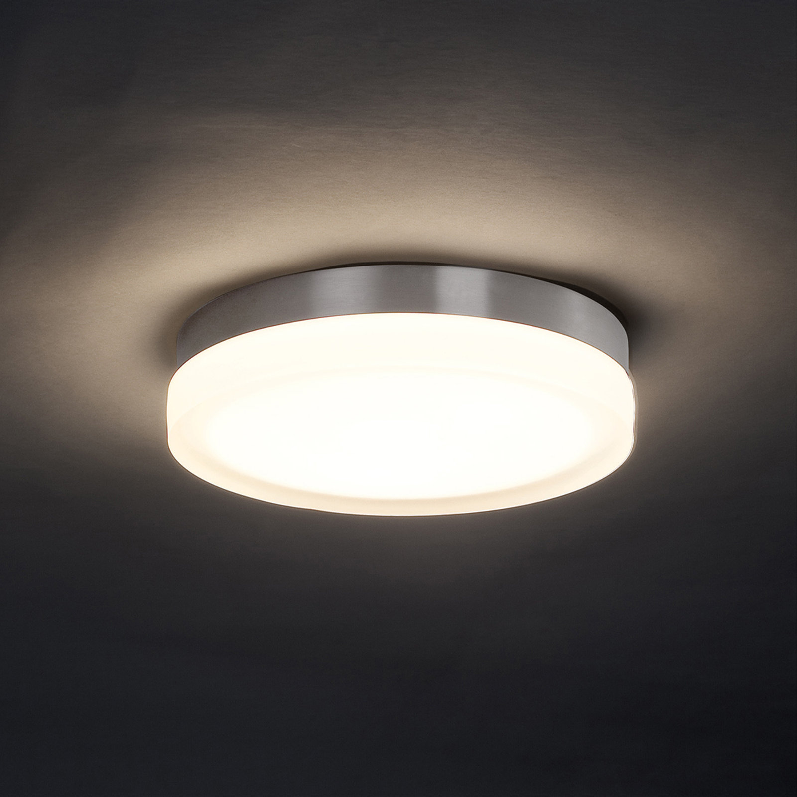 Single Light Glass LED Flush Mount, Titanium, 2.5" H x 11" W x 11" D, 2700K
