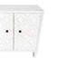 Buffet décoratif 4 portes en bois blanc Pour plusieurs espaces tels que le salon, le vestibule, le couloir, le bureau, la cuisine et la salle à manger. Tablettes réglables. . Assemblage facile