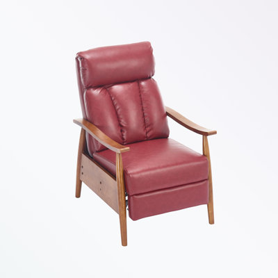 Fauteuil en cuir de polyuréthane avec accoudoirs en bois