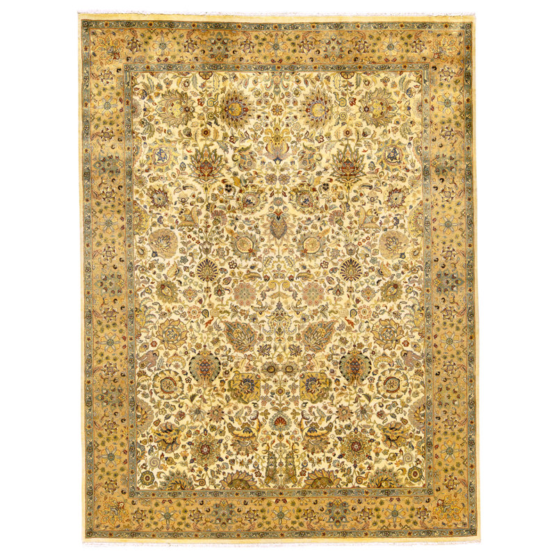 High-Quality Hand-Knotted Cream And Camel Area Rug