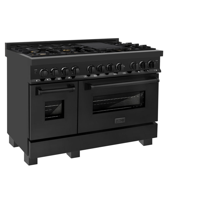 ZLINE 48" Legacy Dual Fuel Range w/ 6 Brass Burners & 2 Ovens in Black Stainless Steel