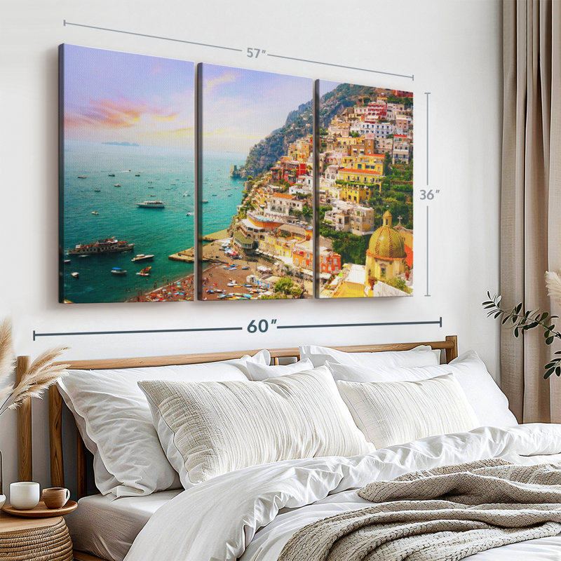 «Bustling Village Of Positano» sur, H 36 po x l 57 po