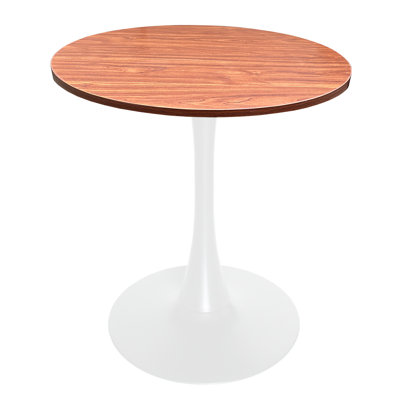 Table de salle à manger ronde de 27 po Hadden avec plateau en panneau de fibres à densité moyenne et base en piédestal blanc