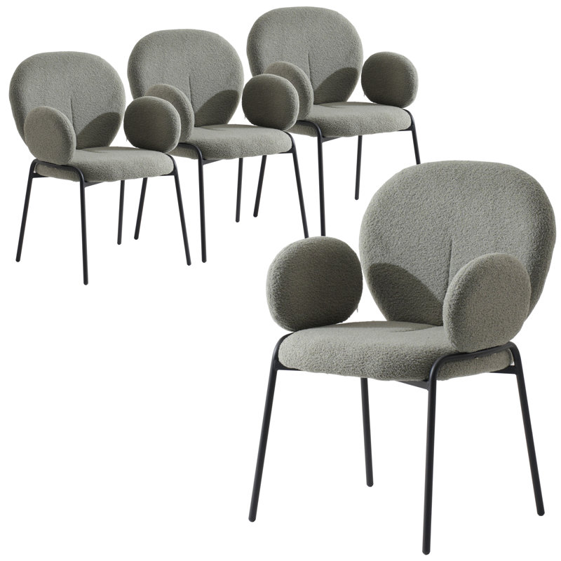 Chaise avec accoudoirs en tissu Amelia, Vert, Ensemble de 2, Noir