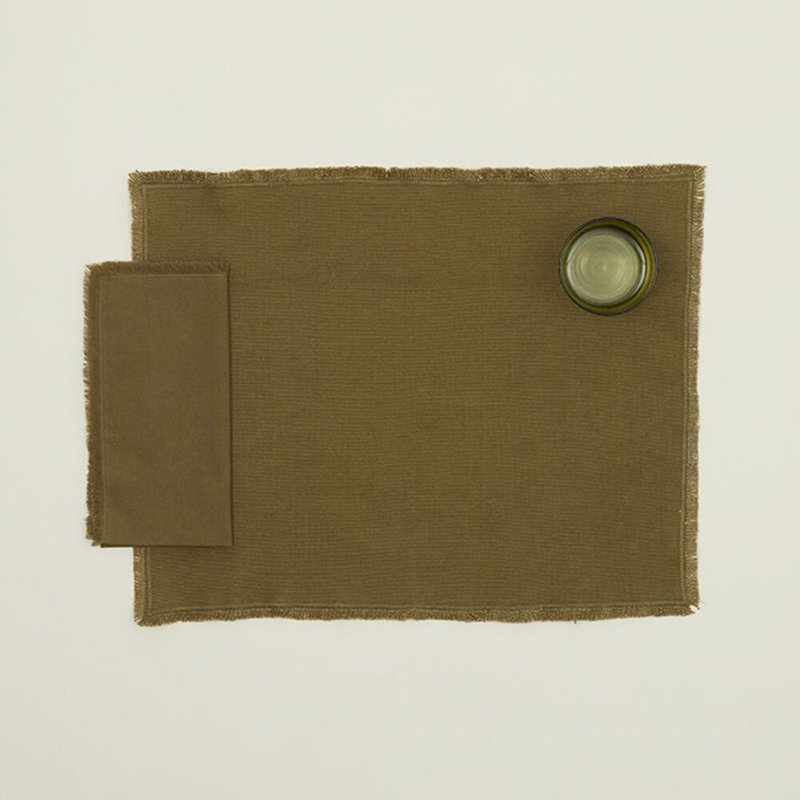 Jarmaine Cotton Rectangle Placemats, Olive