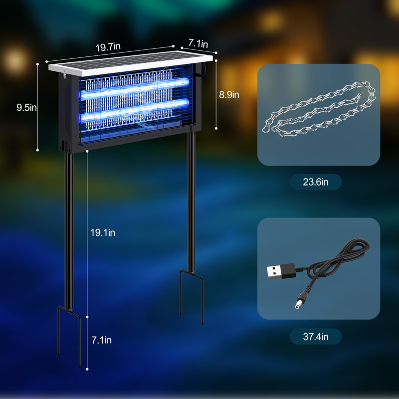 Solar Mosquito Killer Lamp With Solar Panel Rechargeable Fly Zapper Outdoor And Indoor Use