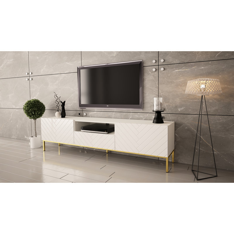 Anjie Unfinished TV Stand for TVs up to 78", White Gloss