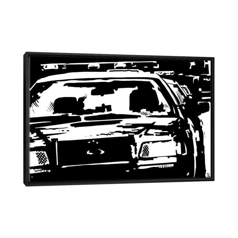 " Police " by Giuseppe Cristiano, 18" H x 26" W x 1.5" D, Black Framed Canvas, No Mat