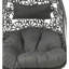 Chaise longue de patio en osier noir Hikre et table d'appoint ronde en verre transparent avec coussin rembourré en mousse de polyester gris anthracite, structure en métal capacité de poids de 220 lb