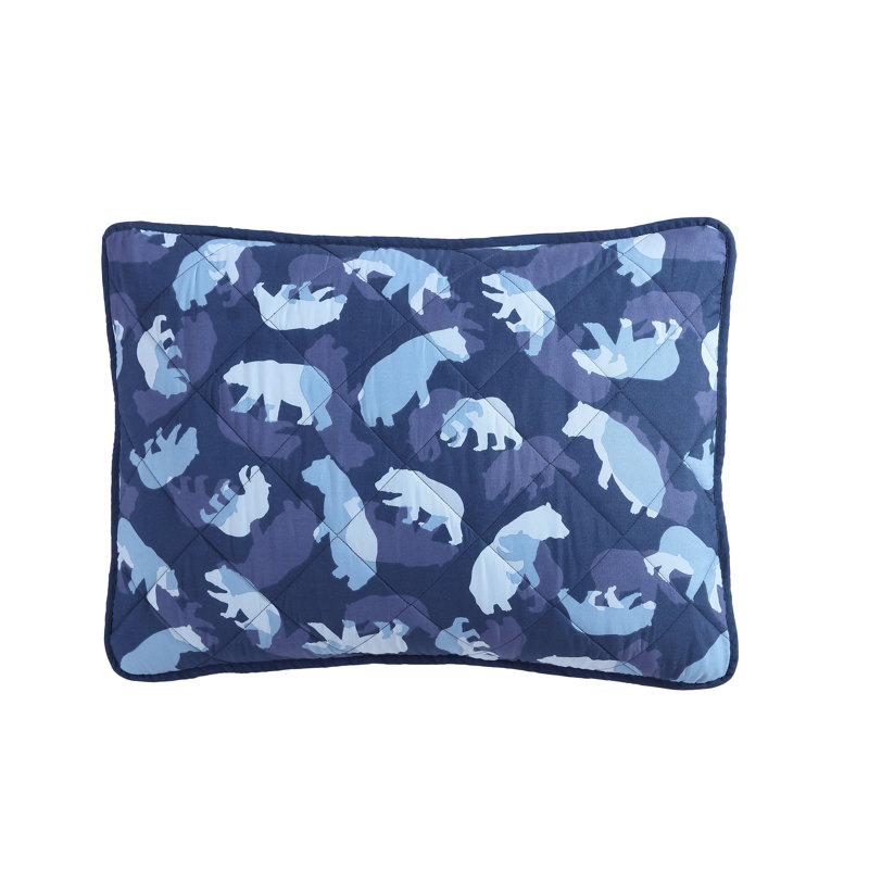 Navy Blue Microfiber Twin Kids Reversible Quilt Set