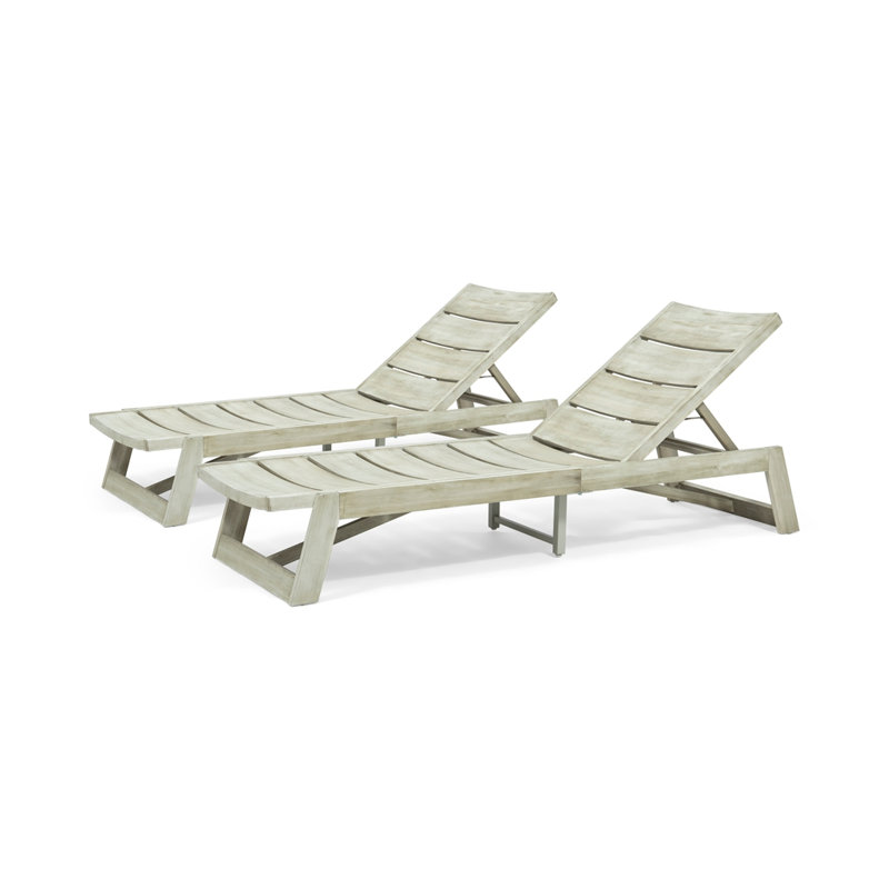 Acacia wood chaise lounges, 2, Grey