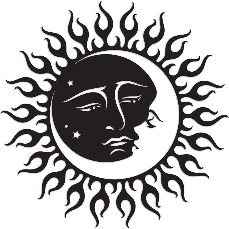 Abstrait soleil art mural avec visage - bouleau baltique naturel, H 32 po x l 32 po x P 0,25 po