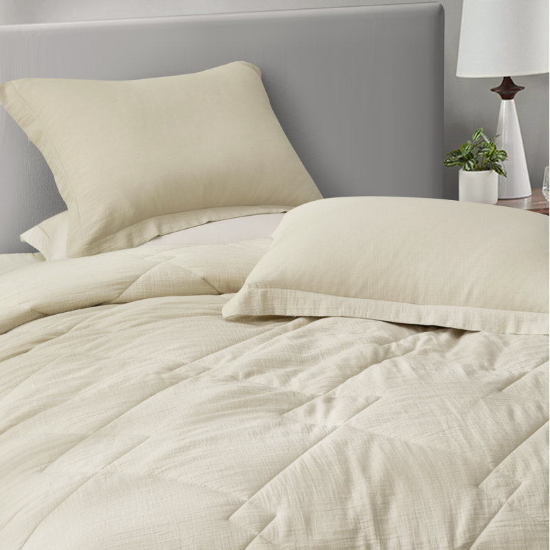 Skye Cotton Gauze Thin Comforter Set, Twin XL Comforter + 1 Standard Sham, Natural