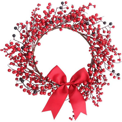 Couronne de Noël artificielle pour porte Couronne de baies rouges