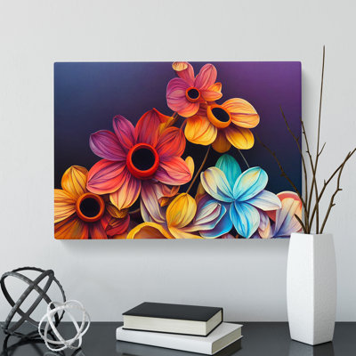 Stimulating Modern Flowers - Wrapped Canvas