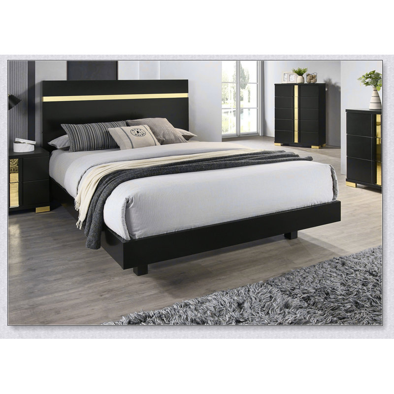Cadre de lit 1Pc, Noir, Grand lit