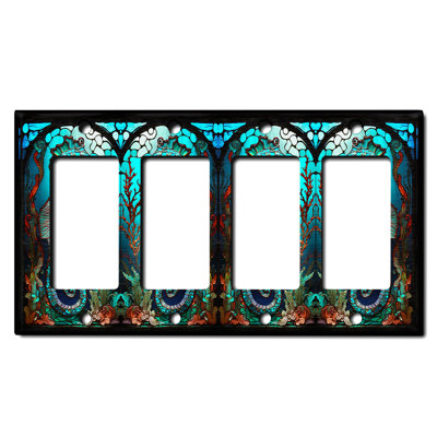 Copper Rust Patina Teal Print 4 - Gang Toggle Light Switch Standard Wall Plate