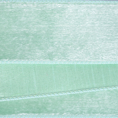  2.5" x 10yd Seafoam Velvet Luster Wired Ribbon. Seafoam Dupion Backing.