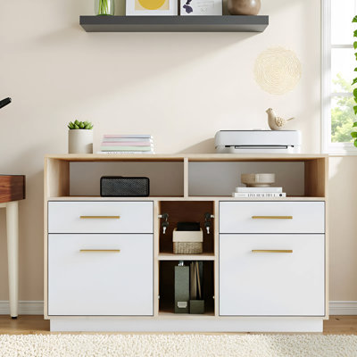 Adonia 41.3"W 4 Drawer Lateral File Storage Cabinet, With Lock, Power Strip, Storage Shelves For Home Office