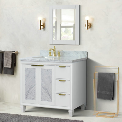 Schreck 43'' Single Bathroom Vanity with Carrara Marble Top