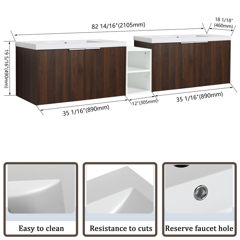 83 Meuble-lavabo double avec plateau 83