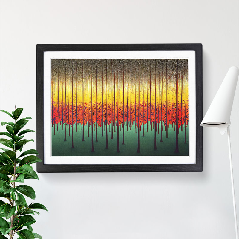 Breathtaking Summer Forest Abstract 1 Piece Single Picture Frame Painting, 34cm H x 46cm W x 2cm D, Black Framed