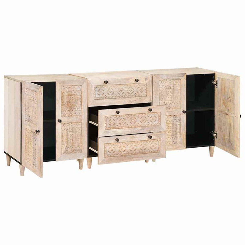 60cm Solid Wood Sideboard, White