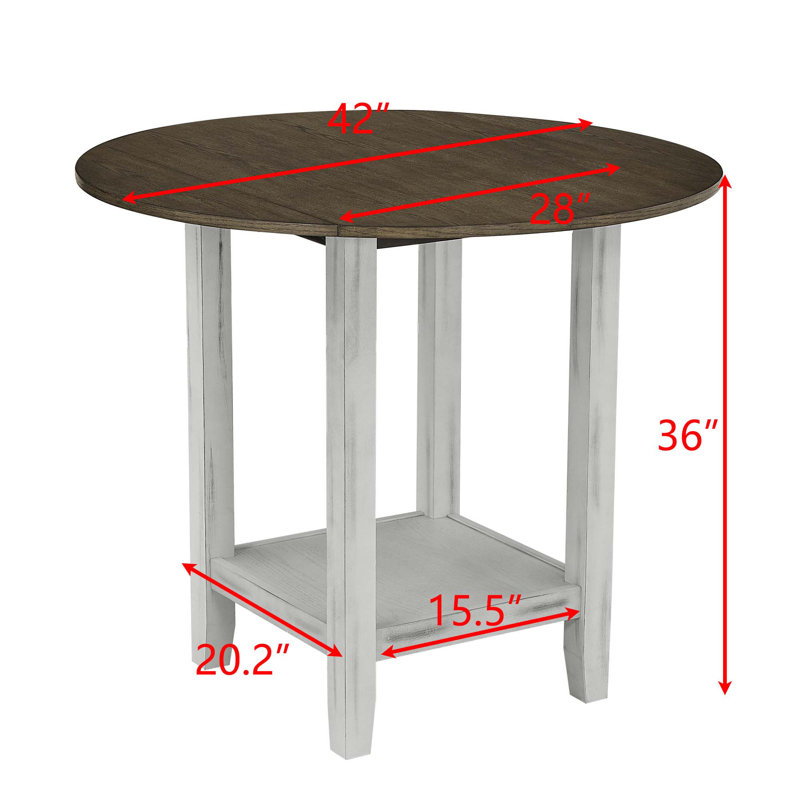 Foldable Leaf Solid Wood Dining Table with Storage, 5-Person Set with Chairs for Small Spaces