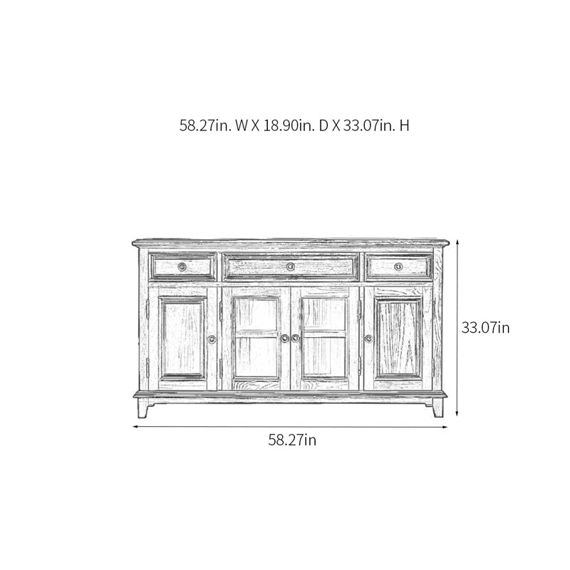 Buffet American avec 4 portes et 3 tiroirs