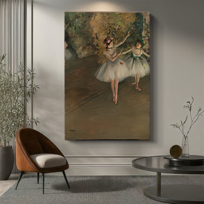 Deux danseuses sur une scène, toile tendue par Edgar Degas