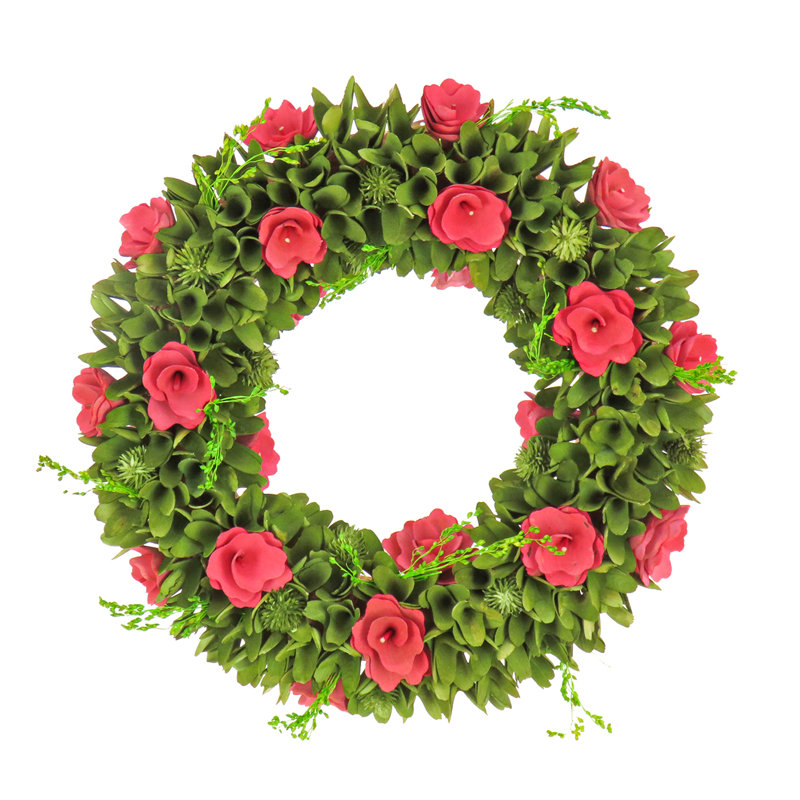 Couronne florale rose 18 po