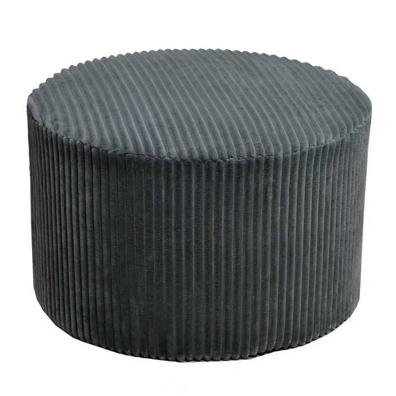 Corduroy Upholstery Full Compressed Ottoman, Dark Gray