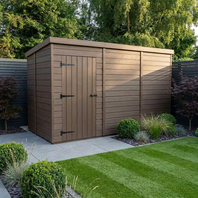 Total Sheds 11ft x 5ft Composite Pent Garden Shed - Single Door - No Windows - EPDM Rubber Roof - UK Manufactured