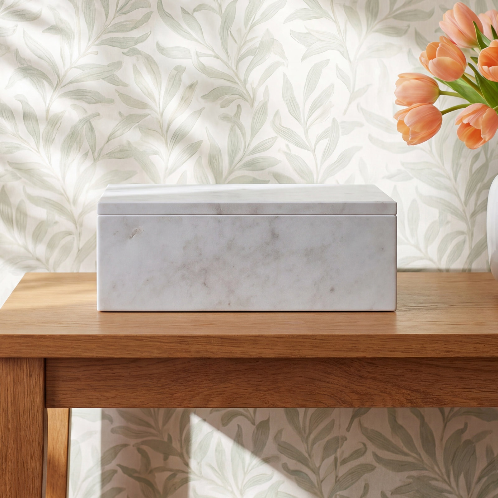 Matheson Handmade Marble Decorative Box, White