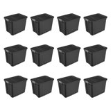 Sterilite Rugged Industrial Stackable Storage Tote w/ Lid, Black