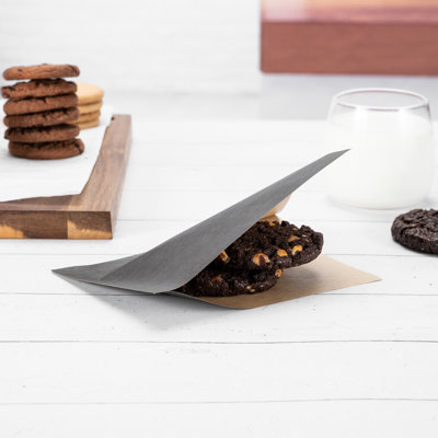 Restaurantware-Bag Tek 6.25" x 4.75" Double Open Bags, 100 Small Deli Paper Sheets - Disposable, Greaseproof, Black Paper Deli Wrap Liners, For Snacks, Cookies, And More,