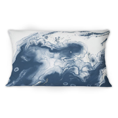 Art à encre liquide dans des tons de bleu foncé I - Coussin décoratif imprimé moderne 1