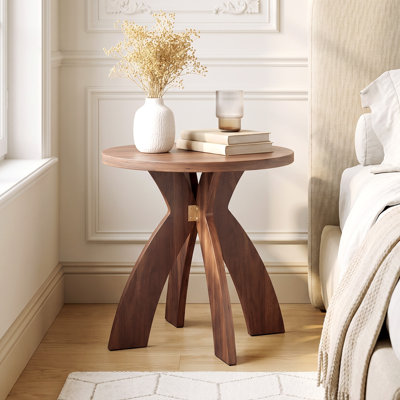 23.6" Round Modern Side Table with Curved Cross Legs