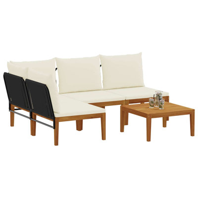  5 pièces en bois d'acacia massif et corde naturelle