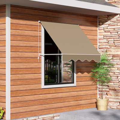Arlmont & Co. 71'' W x 86.5'' D Polyester Cover Retractable Door / Window Awning