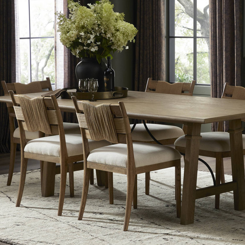 Tova Upholstered Dining Chair, Distressed Black Oak/Black Paper Cord