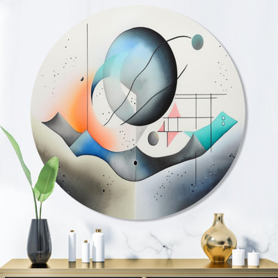 «Gray Harmonious Patterns I», art mural rond abstrait géométrique sur métal