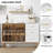 46.4" Fluted Buffet Sideboard Cabinet with Glass Doors, 3 Drawers & Faux Marble Top for Dining Room-817775274