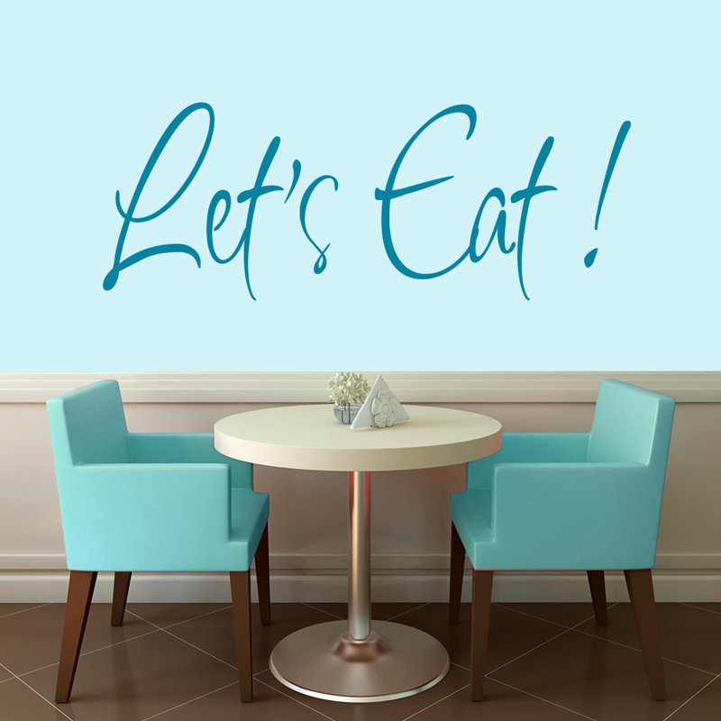 Adhésif décoratif «Let's Eat», Bleu sarcelle